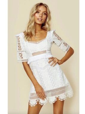 FOR LOVE AND LEMONS Amandine Mini‎ Dress
Embroidered White Ivory Lace size XS